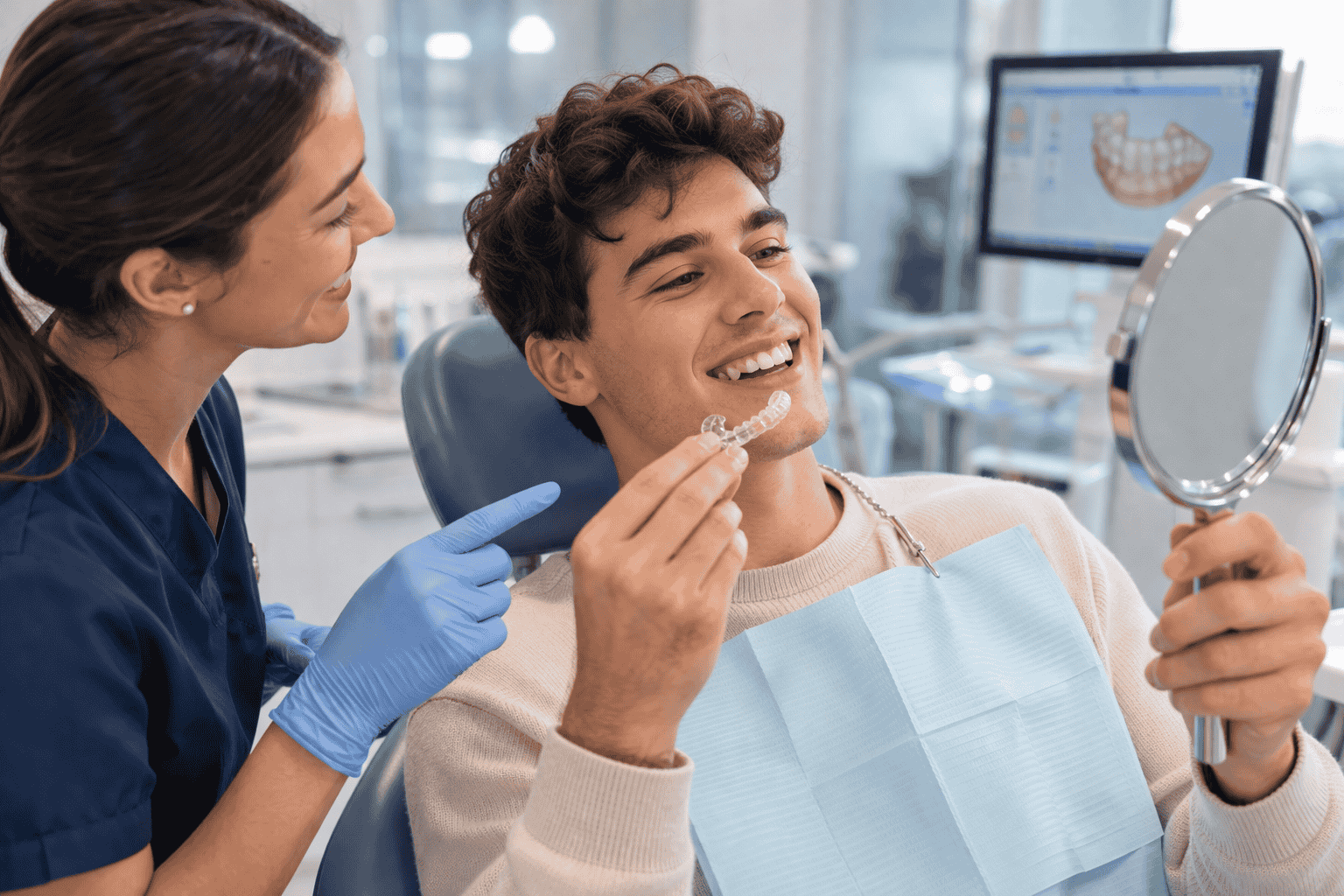 Paciente realizandose ortodoncia invisible en Valencia