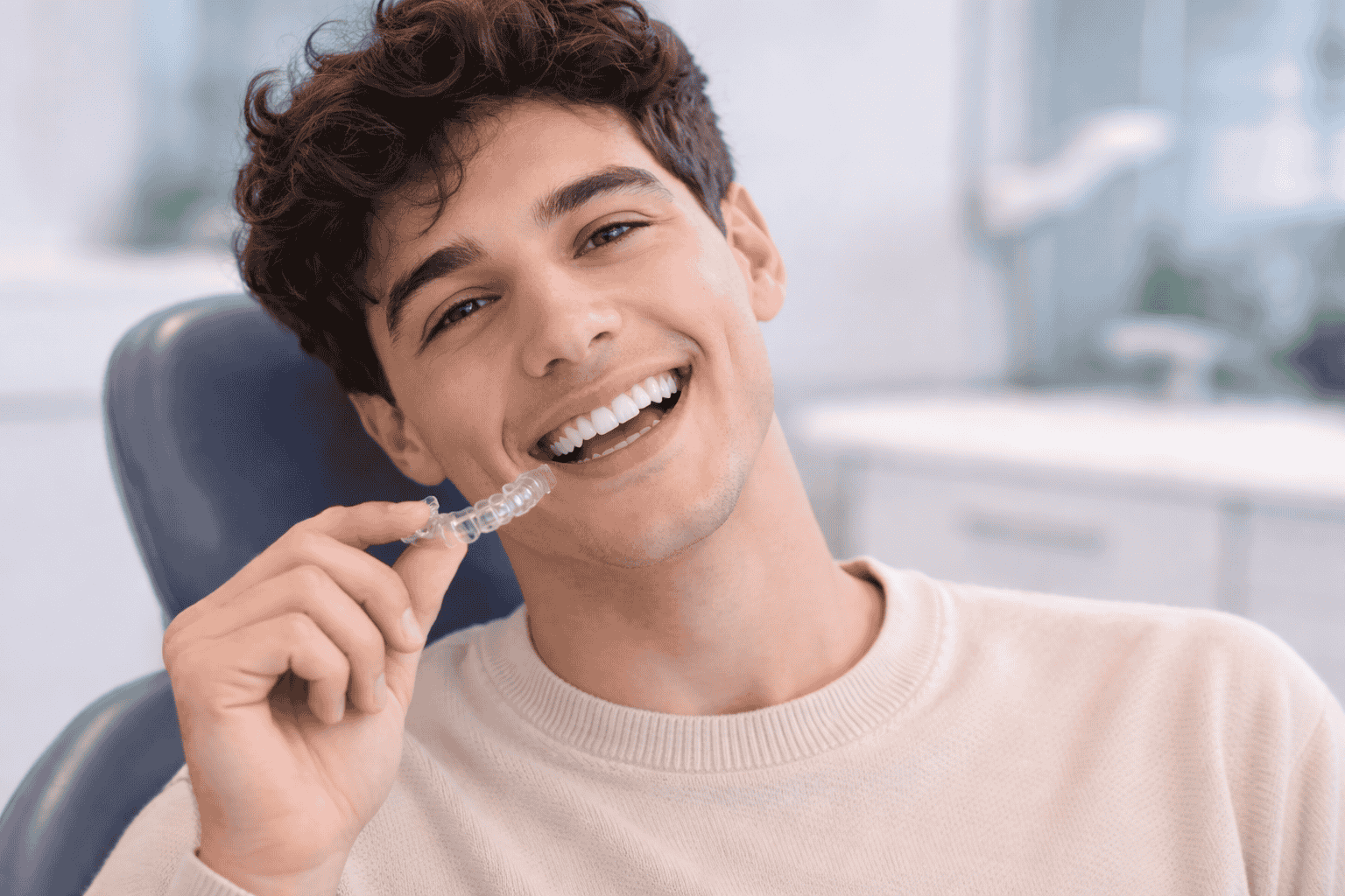 paciente feliz despues de realizarse ortodoncia invisible en espai dental